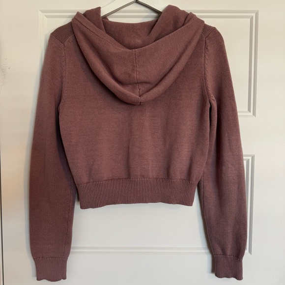Aritzia Sunday Best Danes Dusty Rose Knit Zip-Up Hoodie Size S - Organic Cotton - Picture 7 of 14